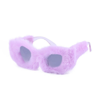 Plush Winter Sunglasses For Women Fashion Cat Eye Sunglasses Tiktok Sunglasses