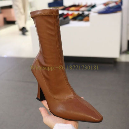 Square Toe Ankle Boots Woman Winter Fashion