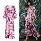 Spring And Autumn Runway Models Large Hem Splicing Print Long Dresses Female Fashion Seven Lantern Sleeves Long Dress