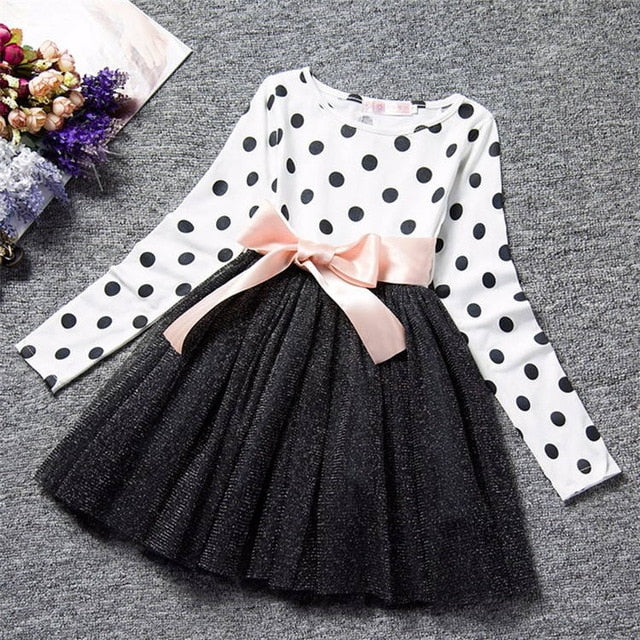 Dot Long Sleeve Dress For Girls Clothing Child