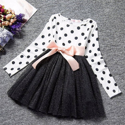 Dot Long Sleeve Dress For Girls Clothing Child
