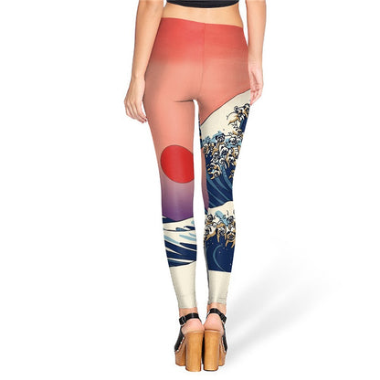 Fashion Summer Creative Legins Printed Women Leggins The Great Wave Of Pug Leggings Sexy Woman Pants
