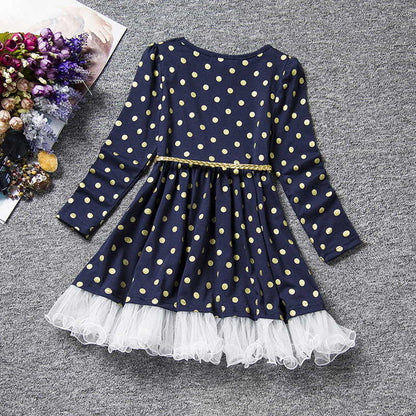 Dot Long Sleeve Dress For Girls Clothing Child