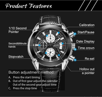 Watches Men Casual Sports Leather Strap Watch