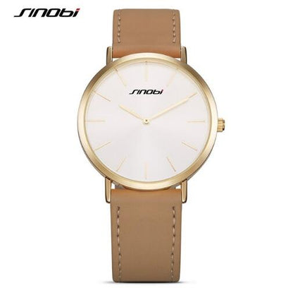 SINOBI Black Womens Wrist Watches Leather Watchband