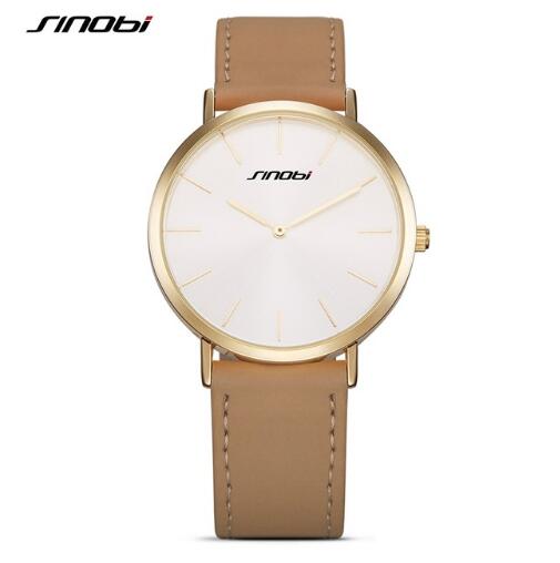 SINOBI Black Womens Wrist Watches Leather Watchband