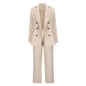 New Women's Double-Breasted Suit Jacket With Large Lapel For Fall/Winter Casual Straight Leg Pantsuit