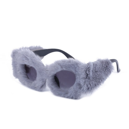 Plush Winter Sunglasses For Women Fashion Cat Eye Sunglasses Tiktok Sunglasses