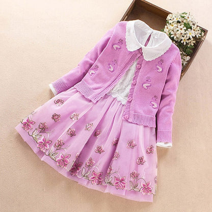 Kids princess coat+dress 2Pcs suit for girl