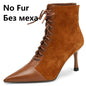Mature Elegant Women Ankle Boots Pointed Toe Thin High Heels