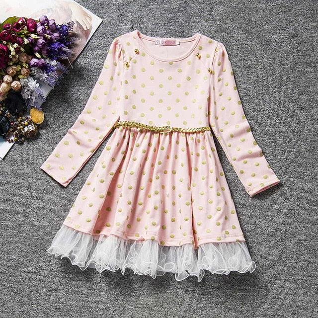 Dot Long Sleeve Dress For Girls Clothing Child