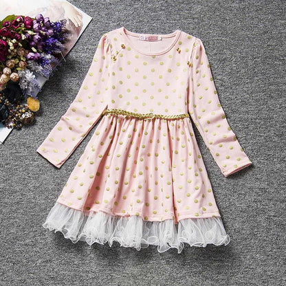 Dot Long Sleeve Dress For Girls Clothing Child