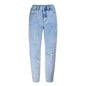New Women's Jeans High Waist Bf Style Loose Straight Wide Leg Pants Ripped Jeans