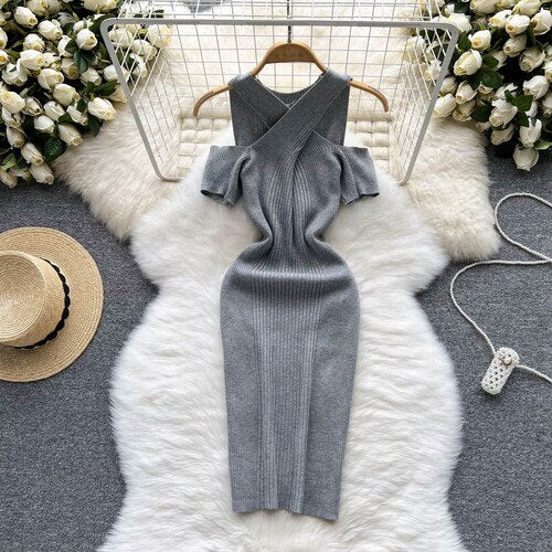 Sheath Dress Woman Gentle Cross Design