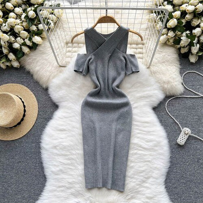 Sheath Dress Woman Gentle Cross Design