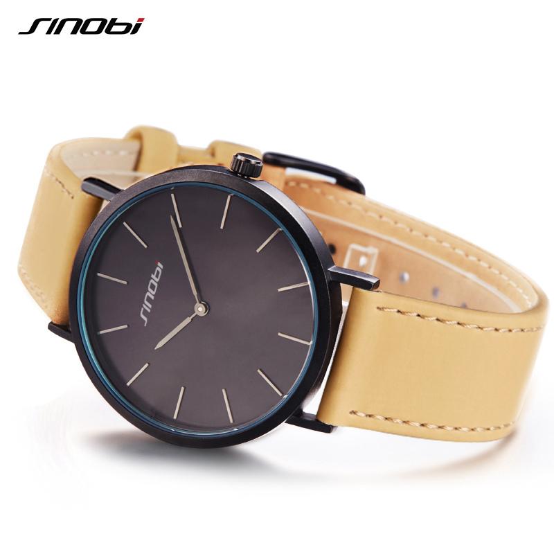 SINOBI Black Womens Wrist Watches Leather Watchband