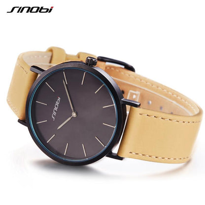 SINOBI Black Womens Wrist Watches Leather Watchband