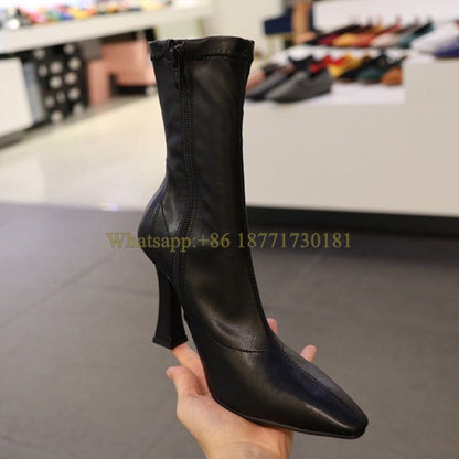 Square Toe Ankle Boots Woman Winter Fashion