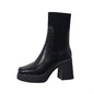 Platform Ankle Boots Woman Shoes Stretch Wool Leather