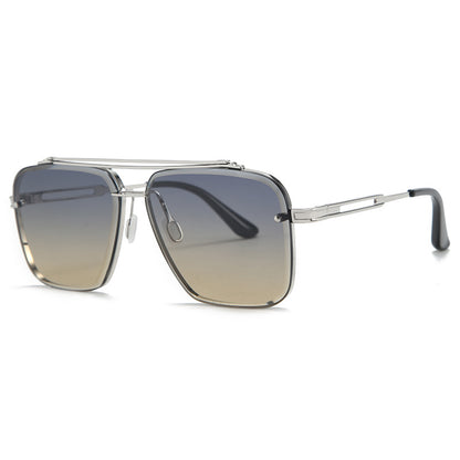Stylish Double Beam Cut Edge Metallic Sunglasses Men's Fashion Sunglasses