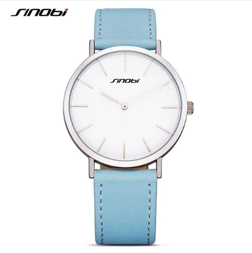 SINOBI Black Womens Wrist Watches Leather Watchband