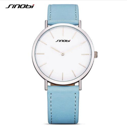 SINOBI Black Womens Wrist Watches Leather Watchband