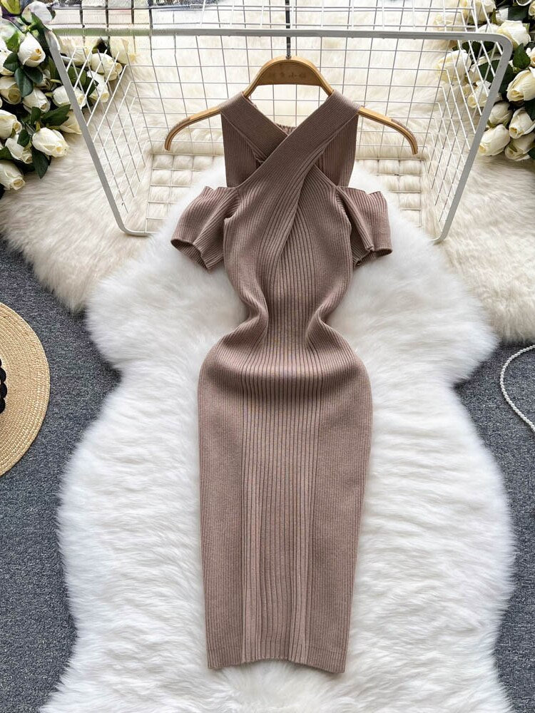 Sheath Dress Woman Gentle Cross Design