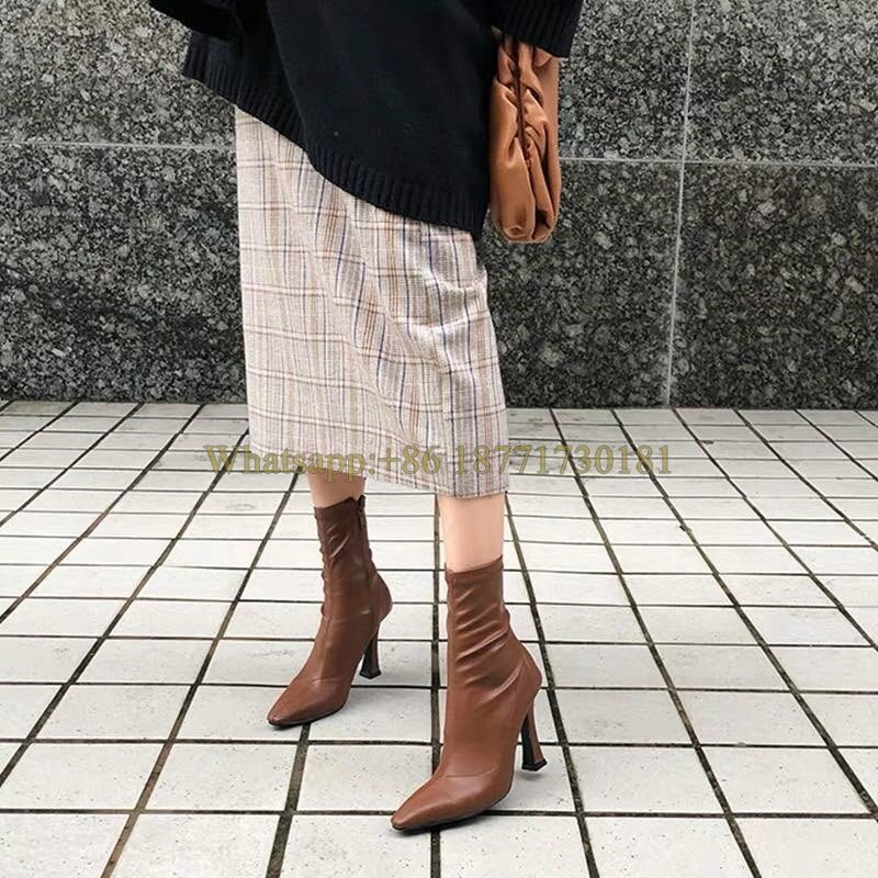 Square Toe Ankle Boots Woman Winter Fashion