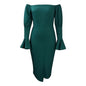 Plus Size Women's Spring And Summer Flared Sleeve Hip Tight Fashion Dress