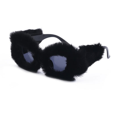 Plush Winter Sunglasses For Women Fashion Cat Eye Sunglasses Tiktok Sunglasses
