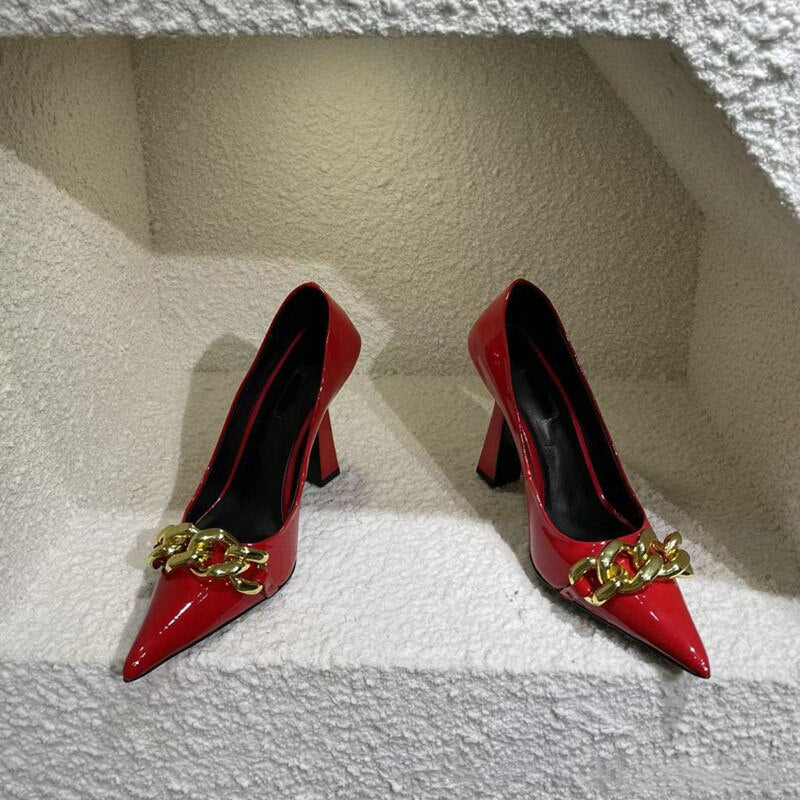 Elegant Women Pumps Leather Luxury Brand Woman
