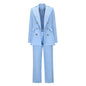 New Women's Double-Breasted Suit Jacket With Large Lapel For Fall/Winter Casual Straight Leg Pantsuit