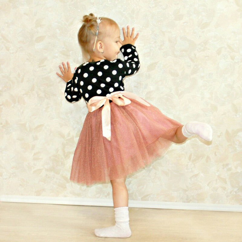 Dot Long Sleeve Dress For Girls Clothing Child