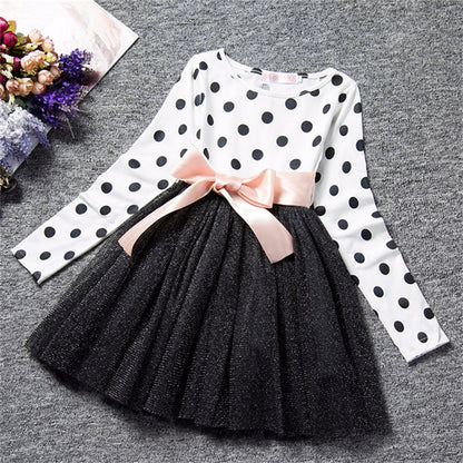 Dot Long Sleeve Dress For Girls Clothing Child