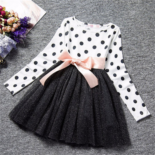 Dot Long Sleeve Dress For Girls Clothing Child