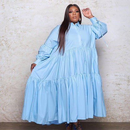 New European And American Styles Plus Size Women's Cardigan Solid Color Loose Dress
