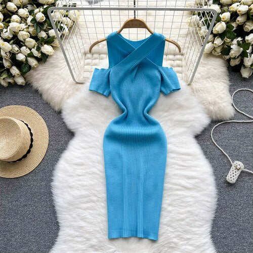 Sheath Dress Woman Gentle Cross Design