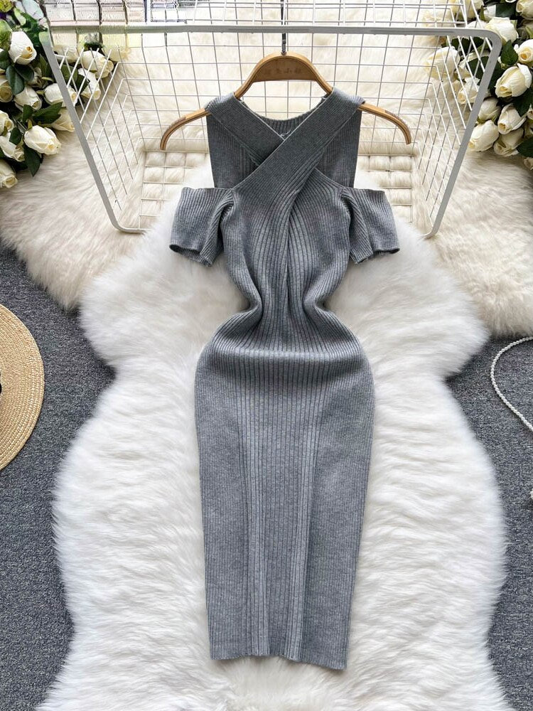 Sheath Dress Woman Gentle Cross Design