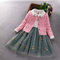 Kids princess coat+dress 2Pcs suit for girl