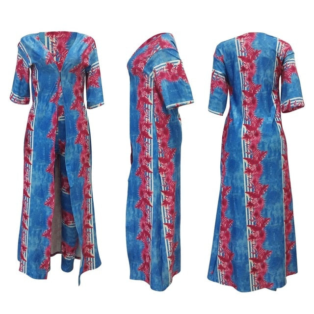 Plus Size Sexy two Piece Set Women clothes Cardigan Cloak Long Top And Bodycon Pant Matching Sets