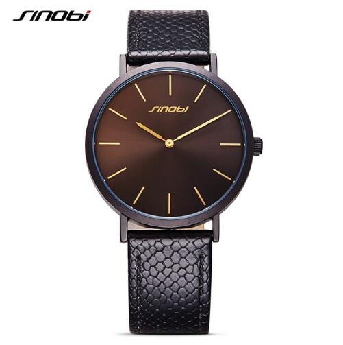SINOBI Black Womens Wrist Watches Leather Watchband