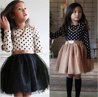 Dot Long Sleeve Dress For Girls Clothing Child