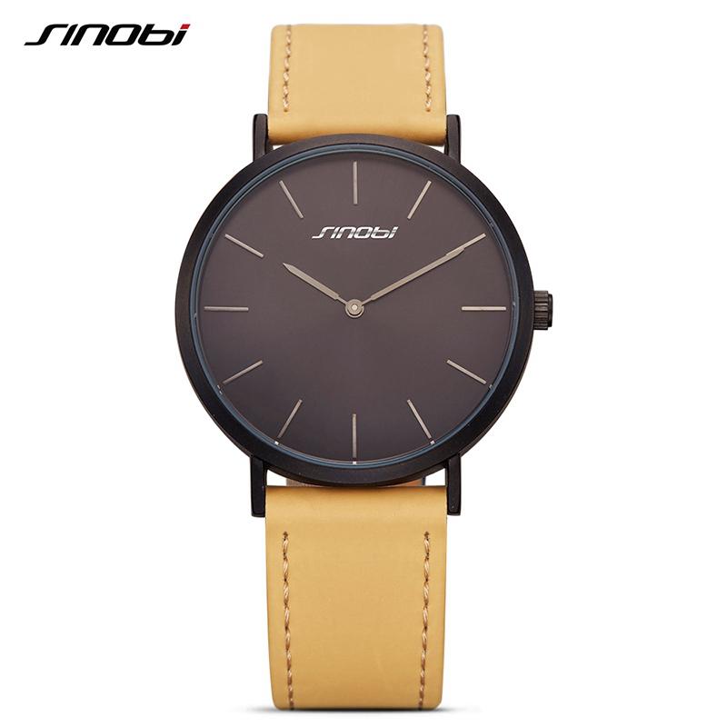 SINOBI Black Womens Wrist Watches Leather Watchband
