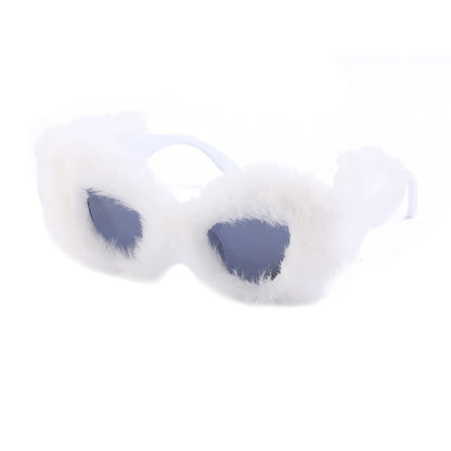 Plush Winter Sunglasses For Women Fashion Cat Eye Sunglasses Tiktok Sunglasses