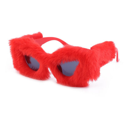 Plush Winter Sunglasses For Women Fashion Cat Eye Sunglasses Tiktok Sunglasses