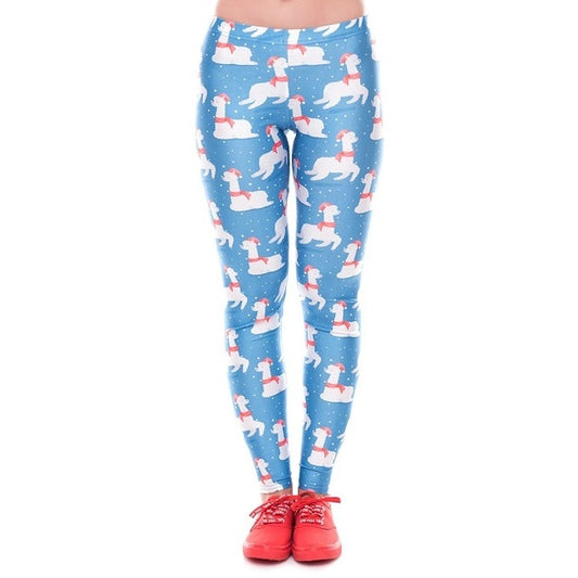 Women Christmas Red Leggings